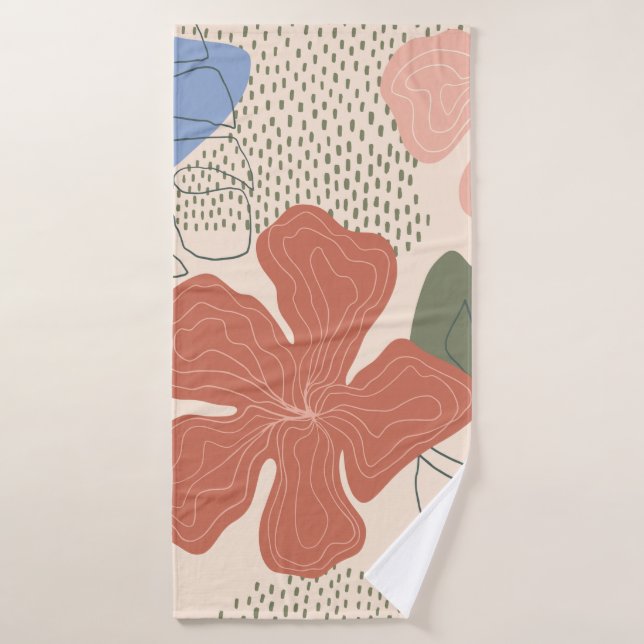 Patrón sin costuras floral dibujado a mano, collag (Toalla de baño)