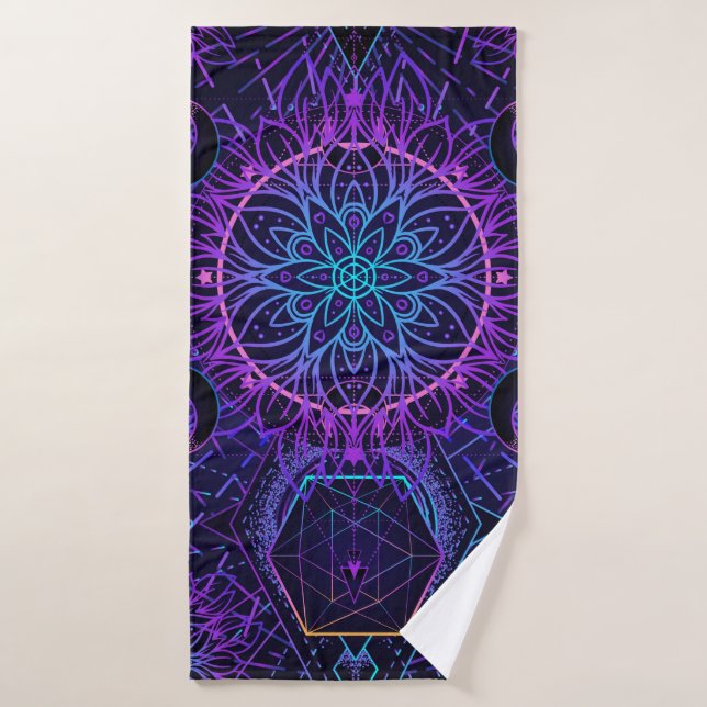 Patrón sin fisuras de geometría sagrada. Símbolos  (Toalla de baño)