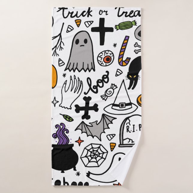 Patrón sin fisuras de Halloween. Fondo de cosecha (Toalla de baño)