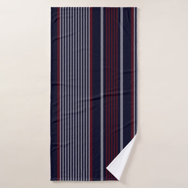 Patrón sin fisuras de rayas texturadas con azul ma (Toalla de baño)