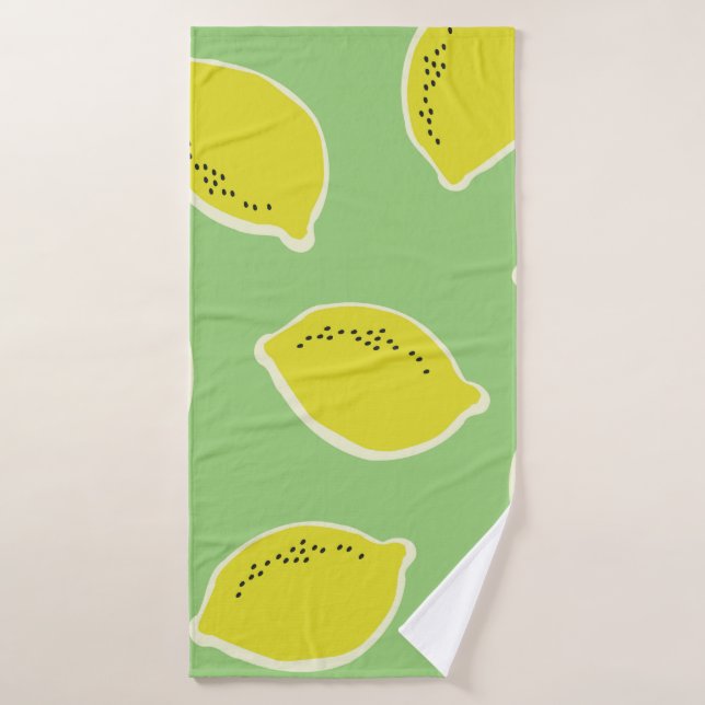 Patrón sin fisuras dibujado a mano con limones en  (Toalla de baño)