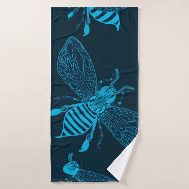 Patrón sin foco con abejas dibujadas a mano. Moda  (Toalla de baño)