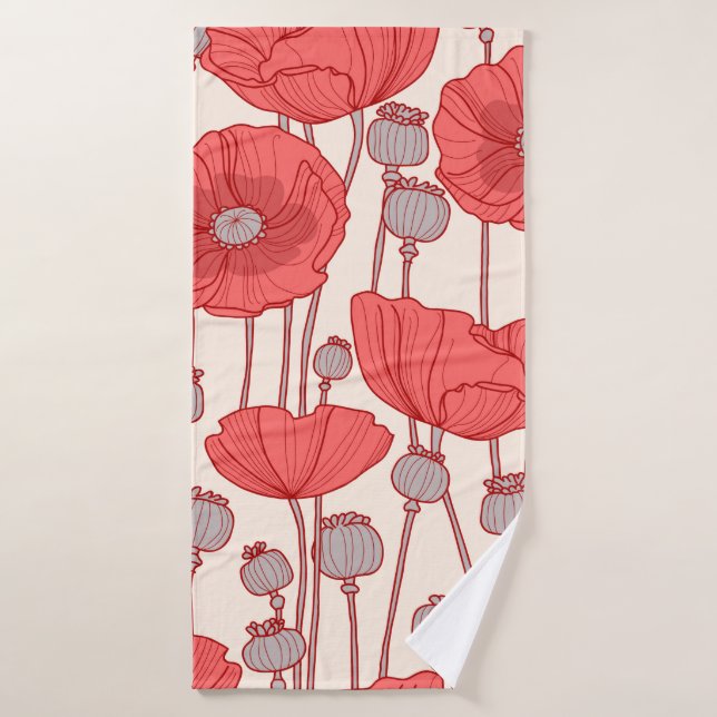 Patrón sin foco con amapolas.  (Toalla de baño)