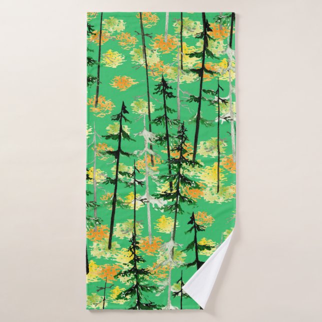 Patrón sin foco con bosque otoñal (Toalla de baño)