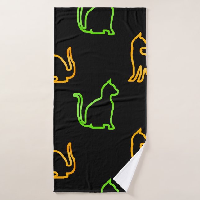 Patrón sin foco con catsabstracto, animal, arte, a (Toalla de baño)