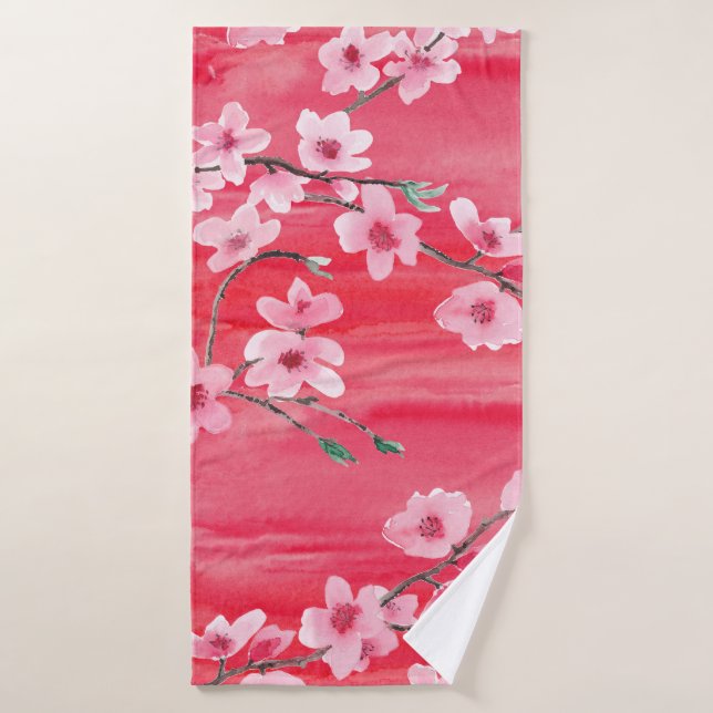 Patrón sin foco con flor de cerezo hermoso (Toalla de baño)