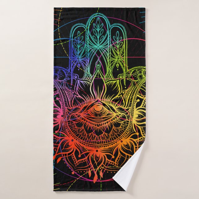 Patrón sin foco con hamsa dibujada a mano ornament (Toalla de baño)