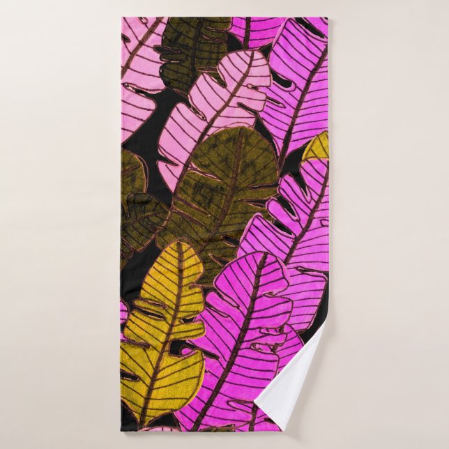 Patrón sin foco con hojas tropicales dibujadas a m (Toalla de baño)