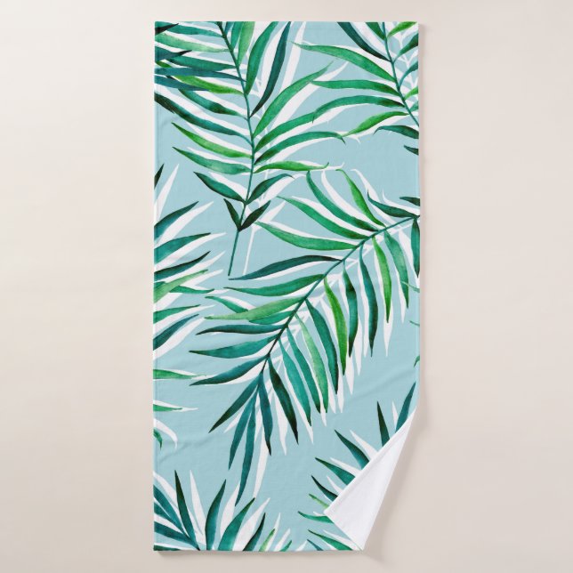 Patrón sin foco con ramas de palmera. Ha de acuare (Toalla de baño)