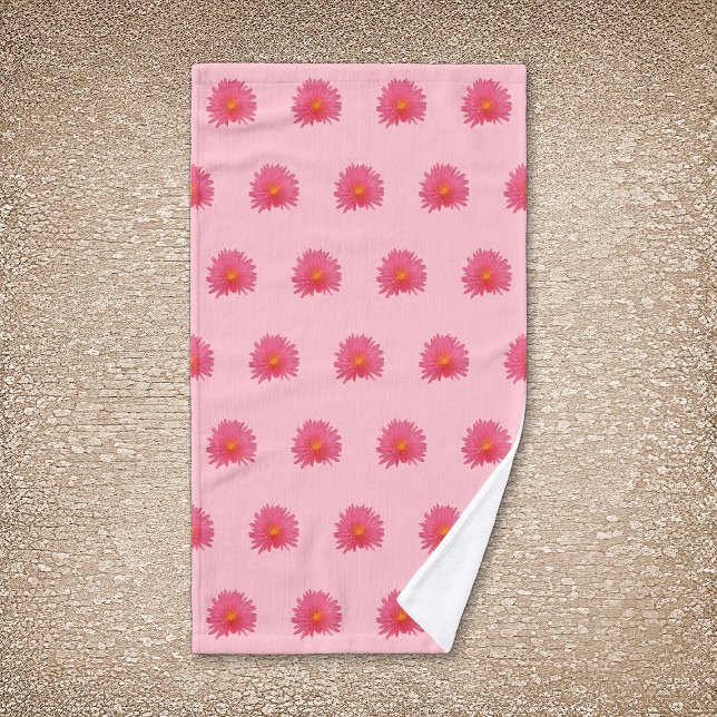 Patrón sin foco de flor rosada de la antena en la  (Pink Aptenia flower seamless pattern on hand towel)