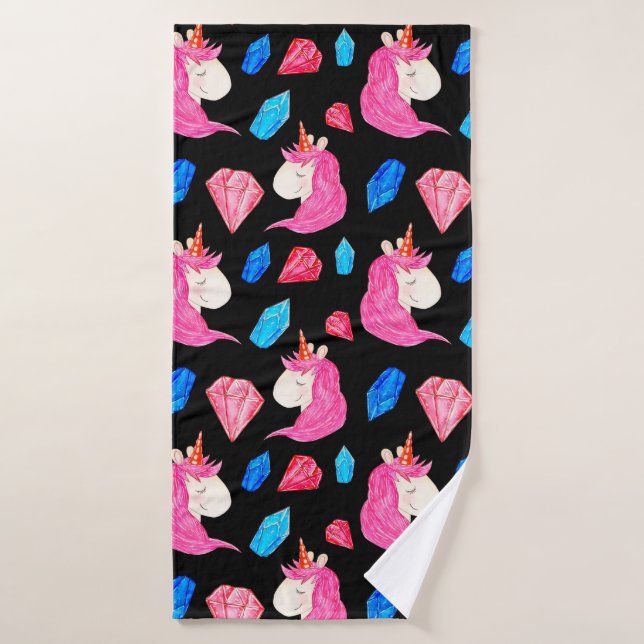 Patrón sin foco de un unicornio mágico con multico (Toalla de baño)