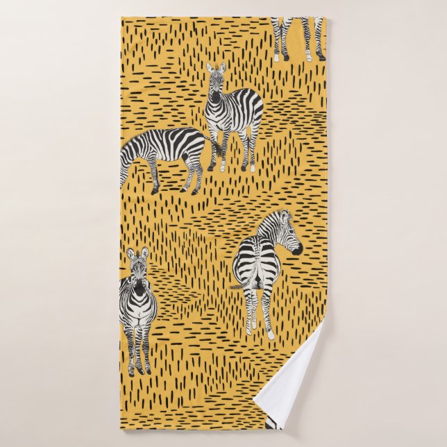 Patrón sin foco de zebra de tracción manual con re (Toalla de baño)