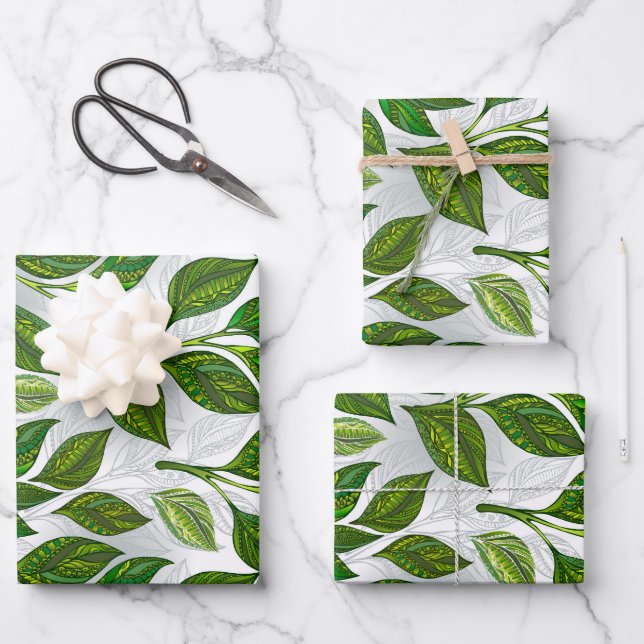 Patrón sin inconvenientes con hojas de té verdes (Anverso)