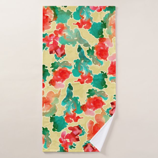 Patrón sin soldadura con flores abstractas dibujad (Toalla de baño)