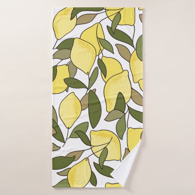 Patrón sin soldadura con limones y hojas (Toalla de baño)