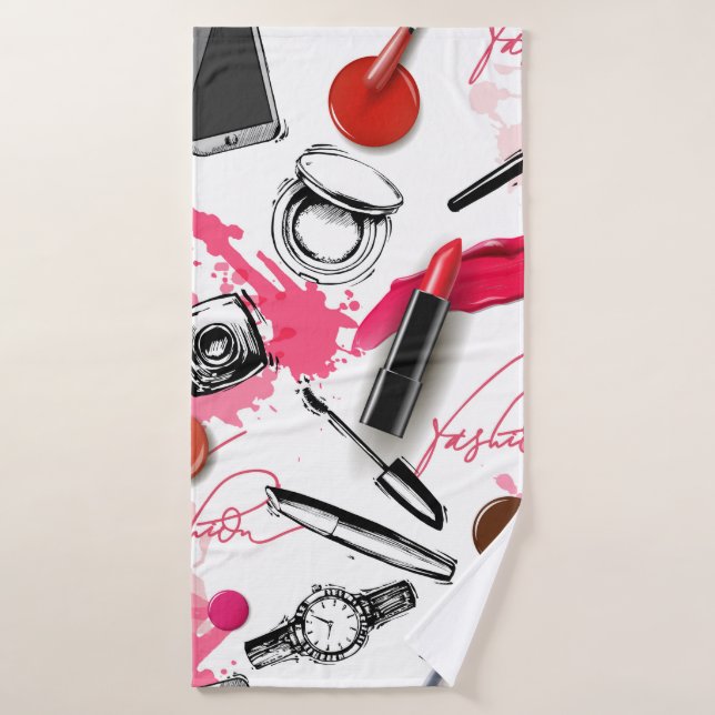 Patrón sin soldadura con maquillaje pintado (Toalla de baño)