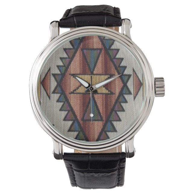 Patrón sudoeste reloj de estilo vintage femenino (Anverso)