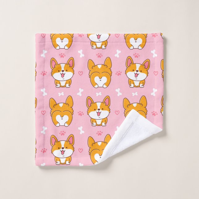 Patrón transparente de corgi feliz (Toallita)