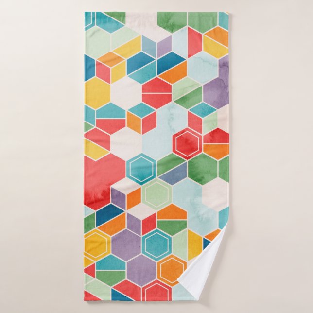 Patrón transparente de hexágonos en colores aleato (Toalla de baño)