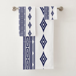 Patrón tribal a rayas aztecas azul marino y blanco
