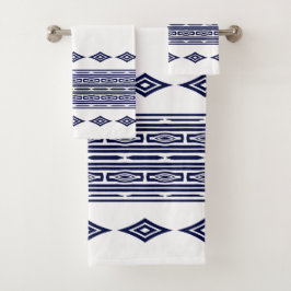Patrón tribal azteca a rayas azul marino y blanco