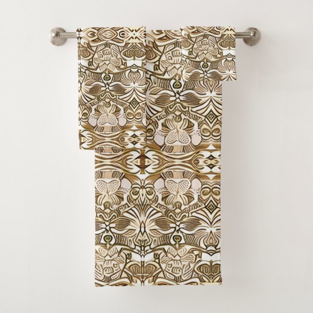 Patrón tribal de batik en café marrón y beige (In situ)