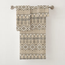 Patrón tribal de manteles, crema, beige, negro