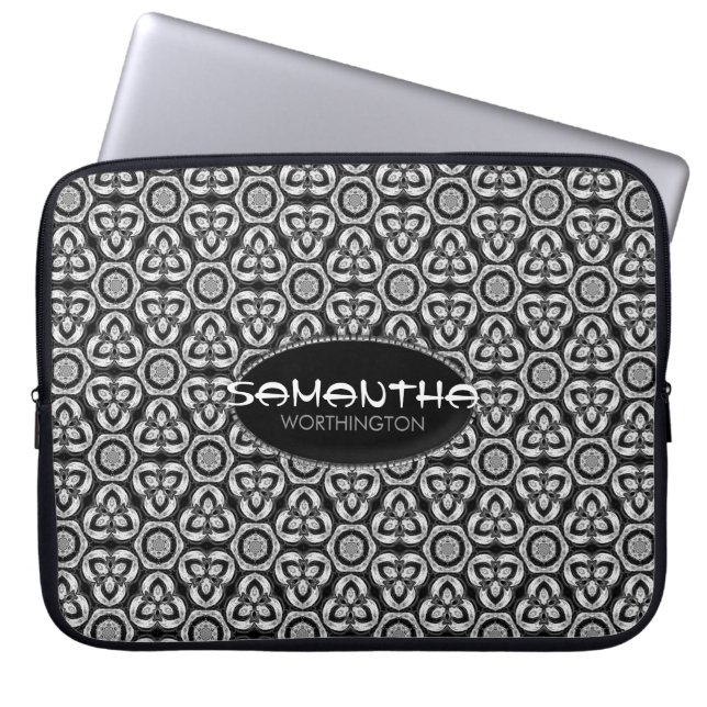 Patrón tribal de plata negra Funda para portátiles (Frente)
