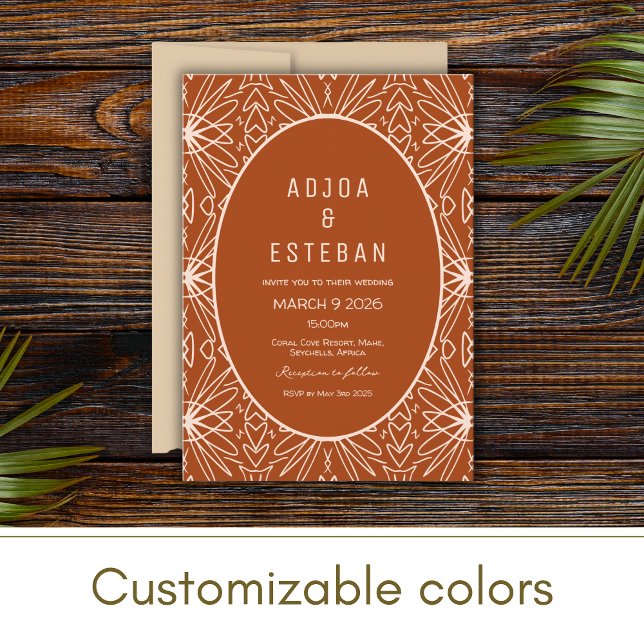 Patrón tribal de trapo negro Invitación a la boda (Subido por el creador)