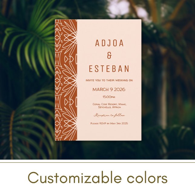 Patrón tribal de trapo negro Invitación a la boda (Subido por el creador)