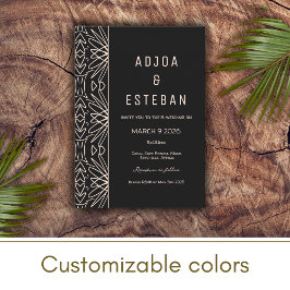 Patrón tribal Invitación a la boda bohemia negra