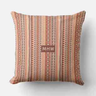 Patrón tribal personalizado monograma almohadas de