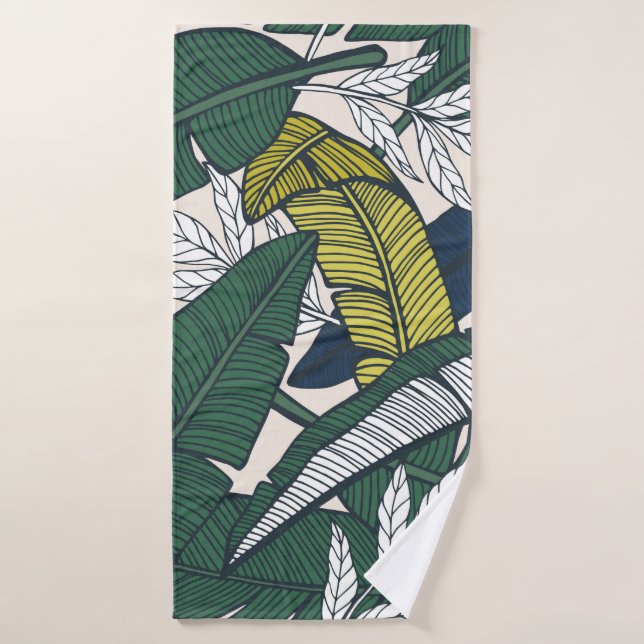 Patrón tropical sin foco con hojas de plátano. Man (Toalla de baño)