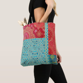 Patrón Turquesa Rojo ORIENTAL - Bolsa Tote