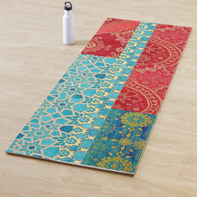 Patrón Turquesa Rojo ORIENTAL - Yoga Mat (In situ)