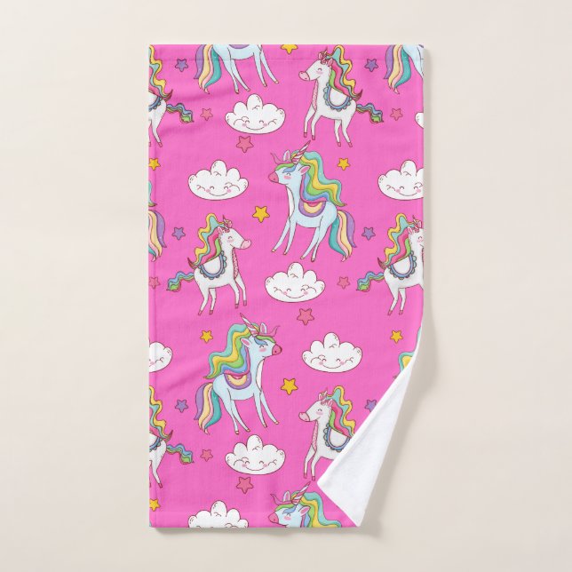 Patrón Unicornio Divertido Lindo (Toalla de mano)