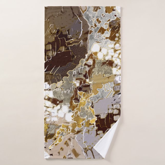 Patrón urbano, moderno, abstracto, blanco, dorado  (Toalla de baño)