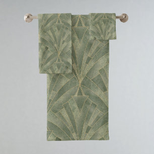 Patrón verde esmeralda y oro Art Deco
