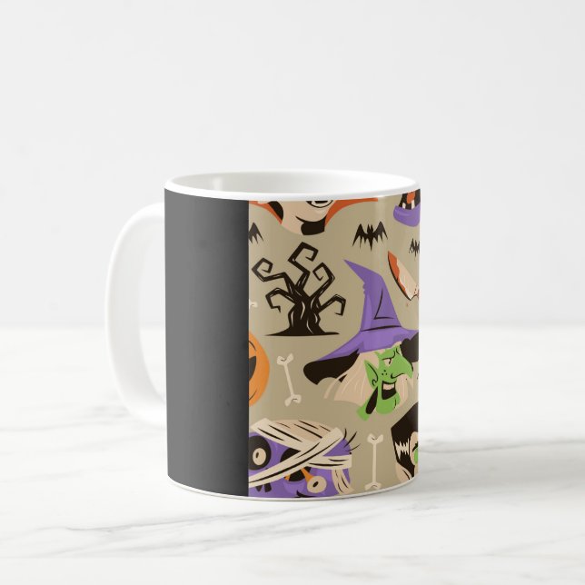 Patrón vintage de Halloween taza de café (Anverso izquierdo)