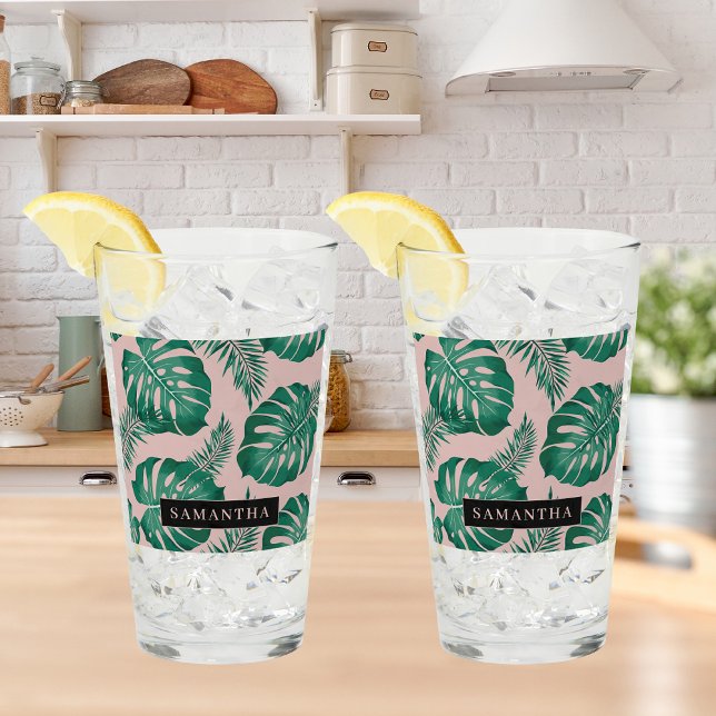 Patrón y nombre de hojas de palma verde y rosa tro (Subido por el creador)