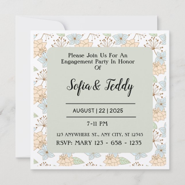 Patrones de invitación a la boda floral (Anverso)