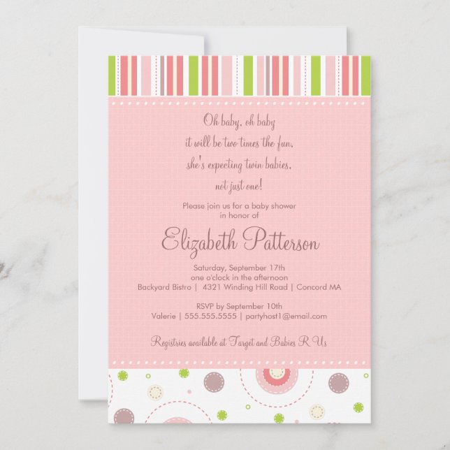 Patrones de la invitación a Baby Shower del Chica  (Anverso)