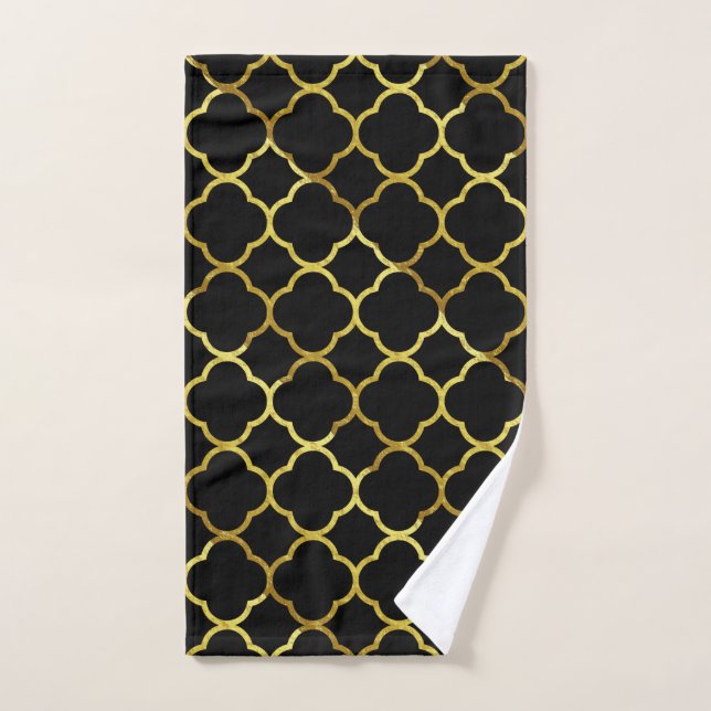 Patrones dorados del Cuarteto dorado negro elegant (Toalla de mano)