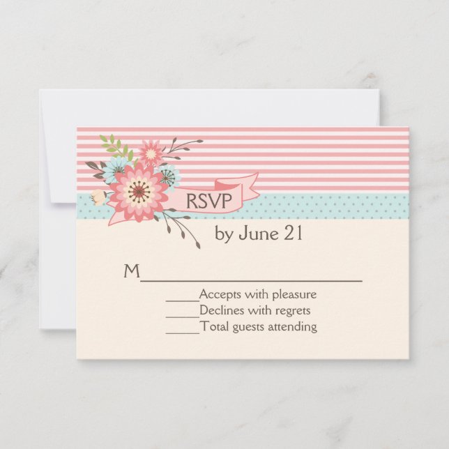 Patrones encantadores y tarjeta RSVP de boda flora (Anverso)