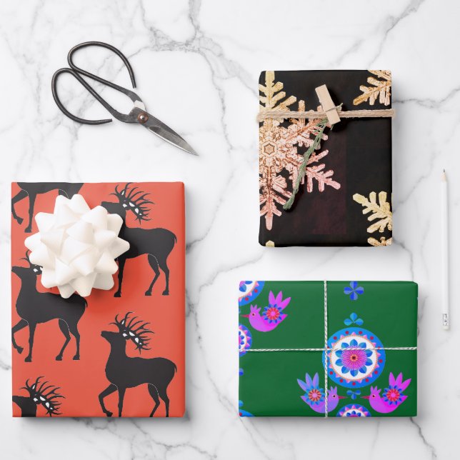 PATRONES ESCANDINAVIANOS ENVOLUCRAN HOJAS DE papel (Anverso)