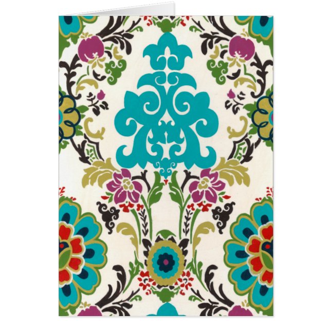 Patrones florales Damask Plum Turquoise (Frente)