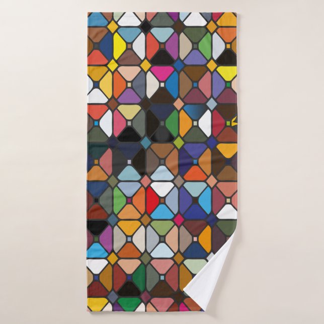 Patrones geométricos multicolores con formas octóg (Toalla de baño)