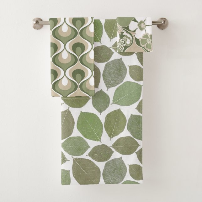 Patrones Retro Mod Sage Verde Oliva Beige (In situ)
