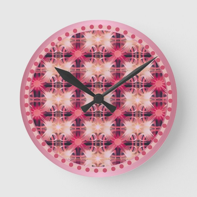 Patrones rosados de reloj redondo claro (Anverso)