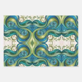 Patrones únicos envolviendo papel de hoja plana de